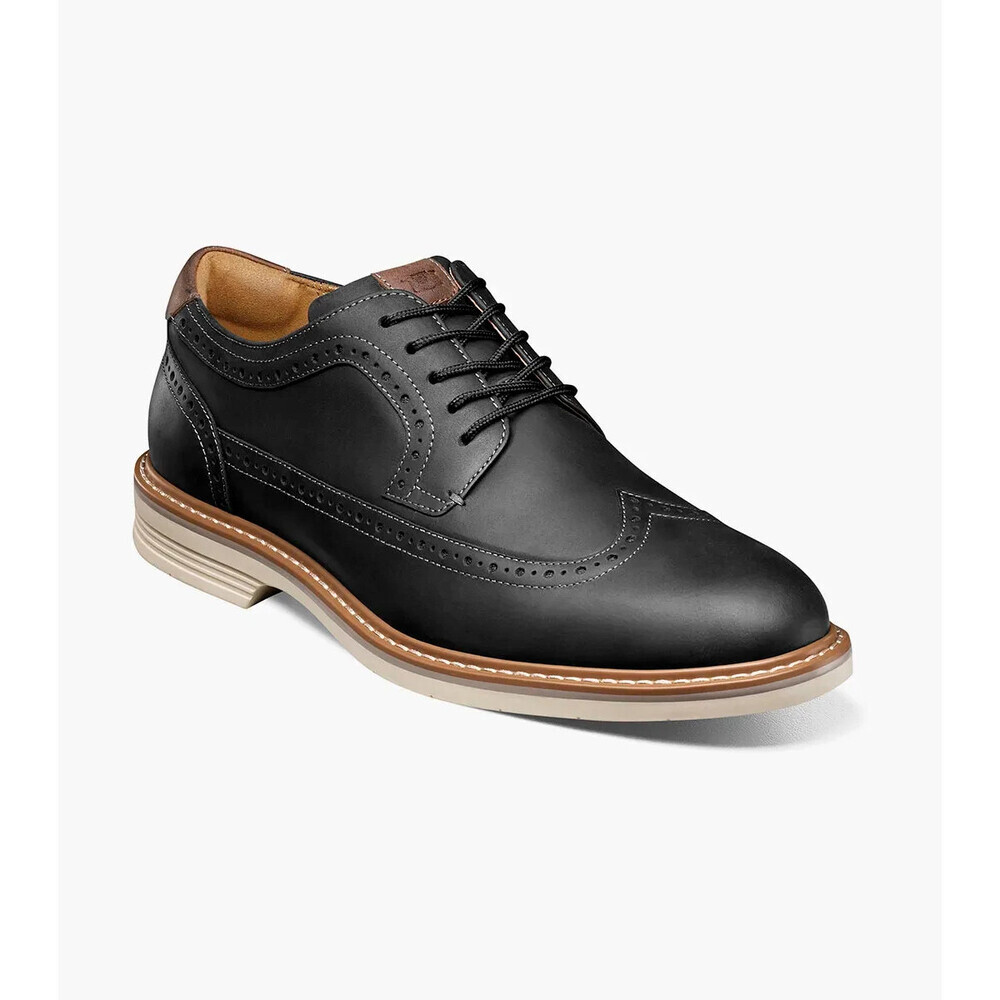 Florsheim Norwalk 13414-010 Oxford Mens US 9.5 Black Wingtip Dress Shoes GAL1438